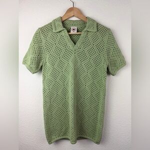 Dandy Del Mar Antibes Crochet Polo Shirt Pistachio